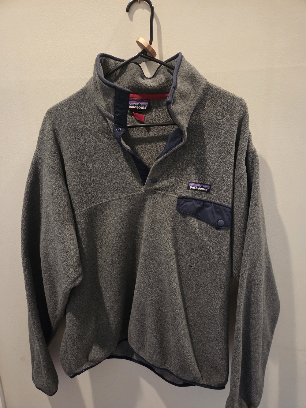 Patagonia Gray Fleece Jacket with Navy Trim